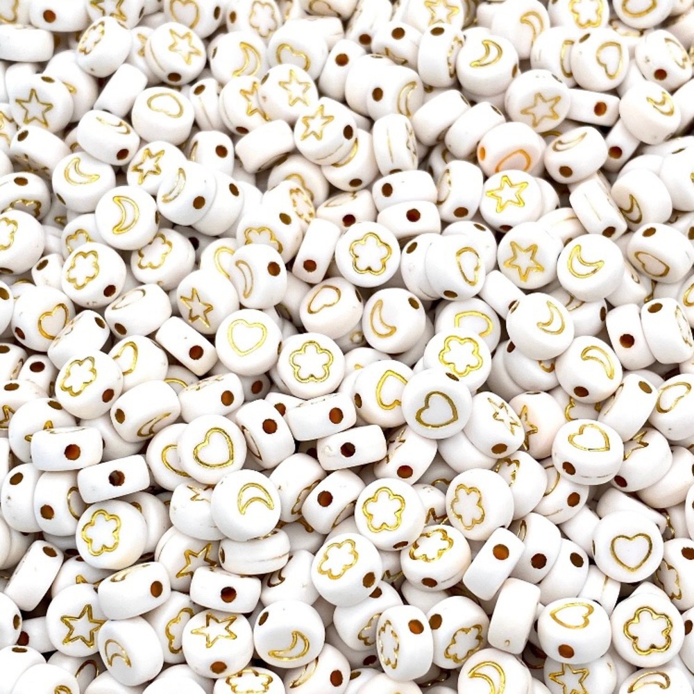 100 Moon, Star, Cloud heart acrylic beads, bracelet beads, acrylic jewelry beads